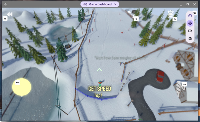 Screenshot of the Grand Mountain app showing the keyboard controls.